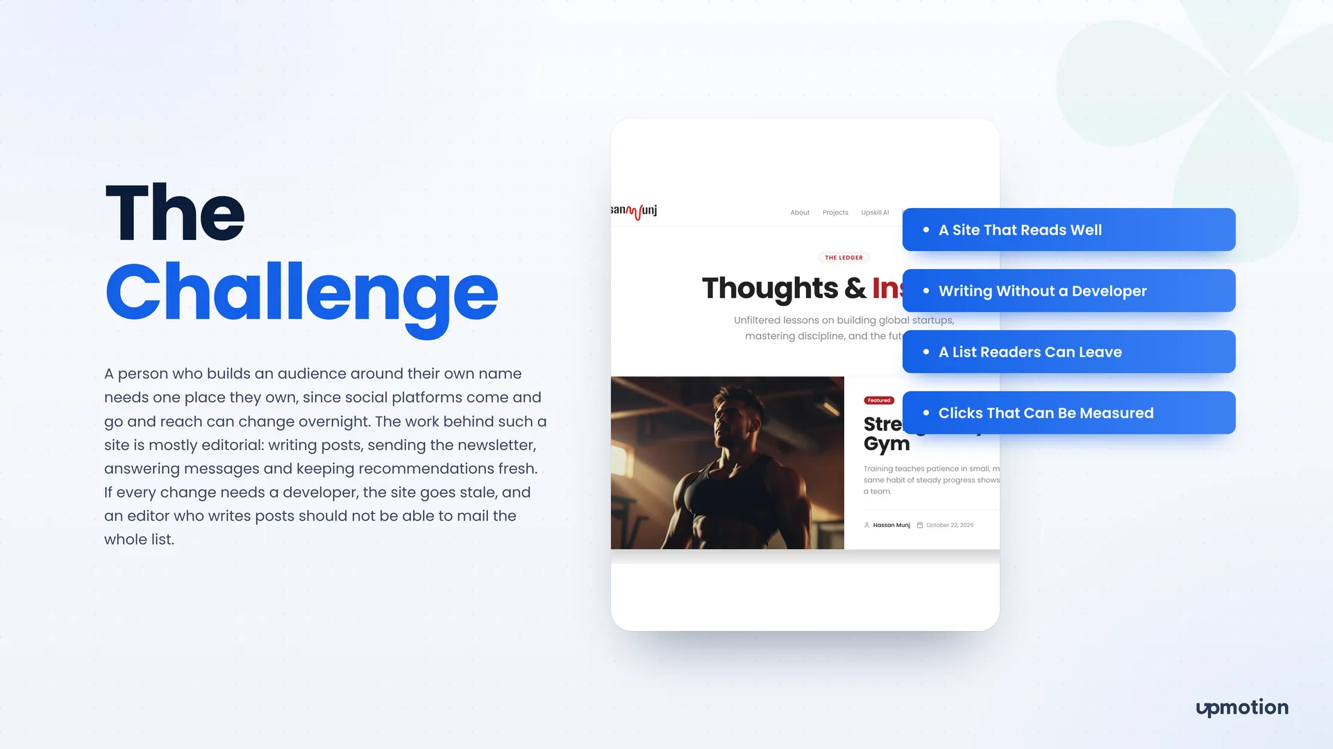 Hassan Munj blog page Thoughts and Insights with a featured article