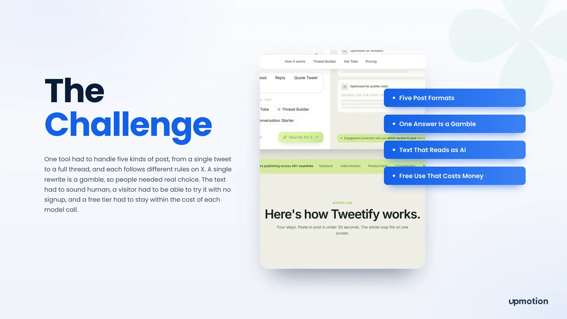 Tweetify rewrite form with post type options and the How it works section